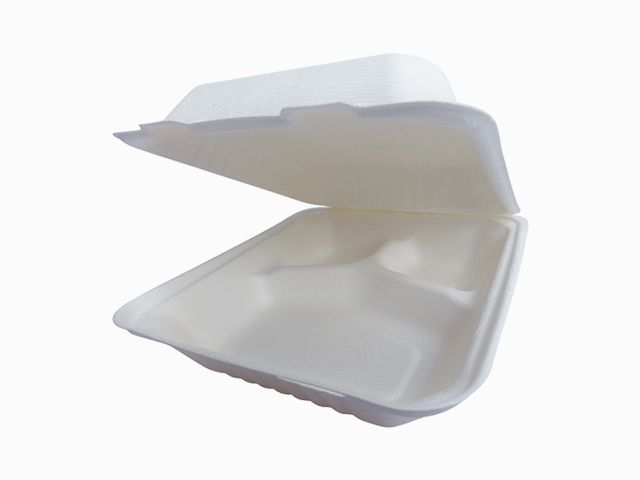 9" 3格一次性翻蓋式環保快餐盒